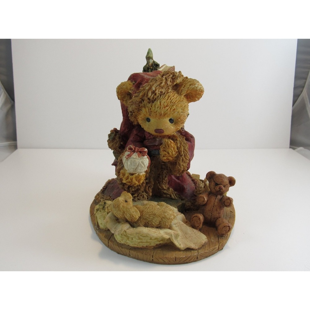 Cherished Teddies Christmas Santa Bear Figurine Holiday Decor 5.5in